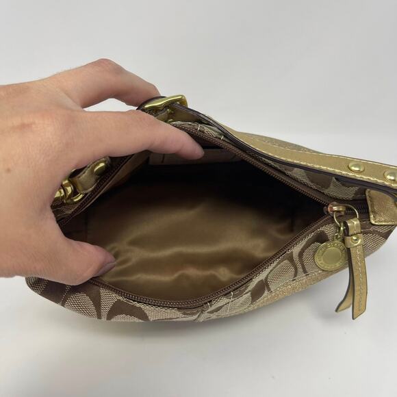 Y2K Coach Signature Baguette Shoulder Bag Chrysanthemum Flower Yellow Gold 41420 - Picture 11 of 14